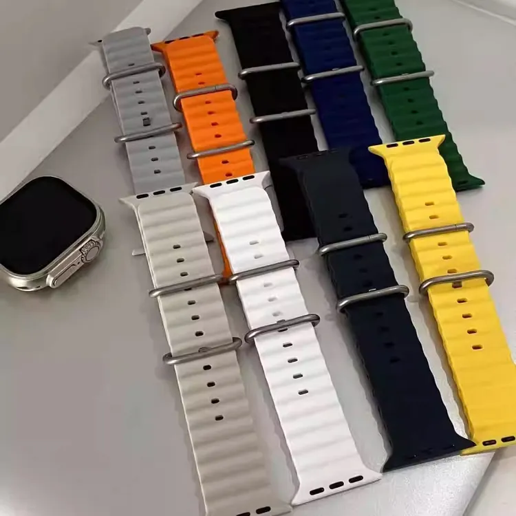 适用华强北s876se/ts8/DT8max海洋硅胶表带 applewatch8ultra通用