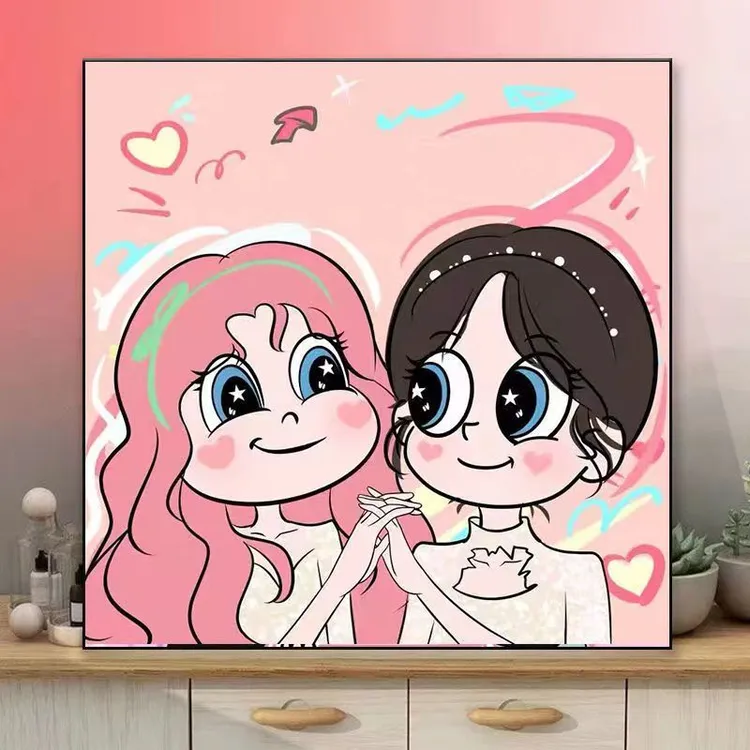 闺蜜礼物星蝶公主diy数字油画手工治愈简约情侣闺蜜油彩画