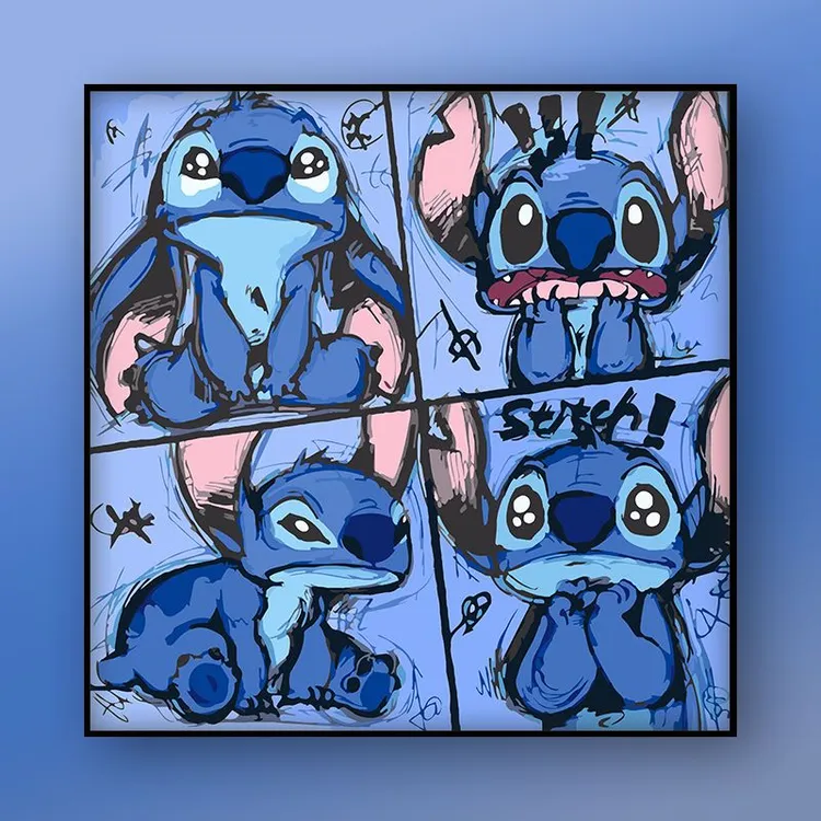 (真心潮流)史迪仔数字油画diy手工填色儿童卡通Q版油彩画挂画