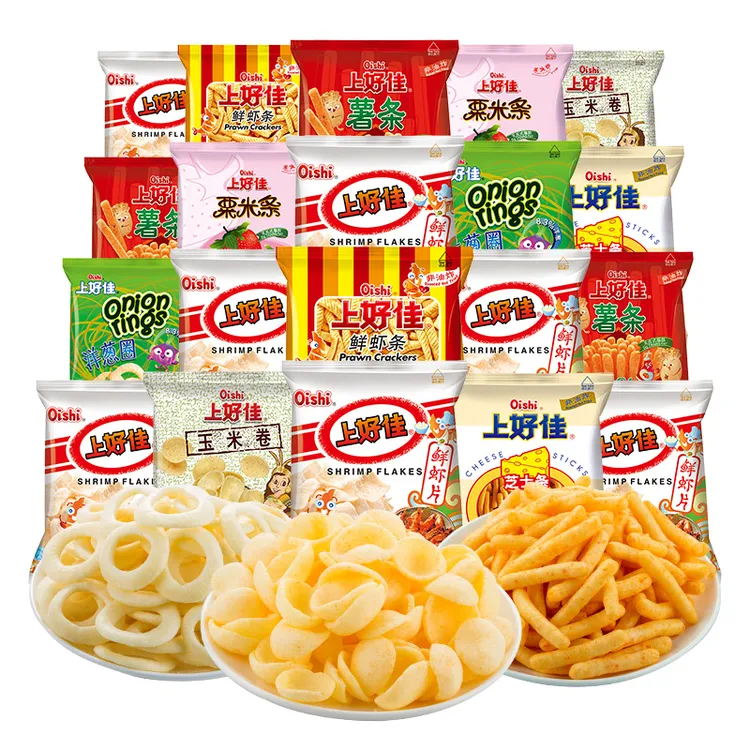 上好佳鲜虾片薯片虾条25包儿童零食大礼包批发好吃休闲食品小吃