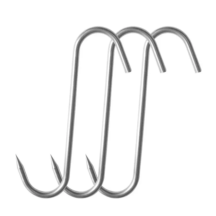 不锈钢实心加粗无痕晾晒浴室服装店免打孔强力S腊肉勾。挂肉勾。