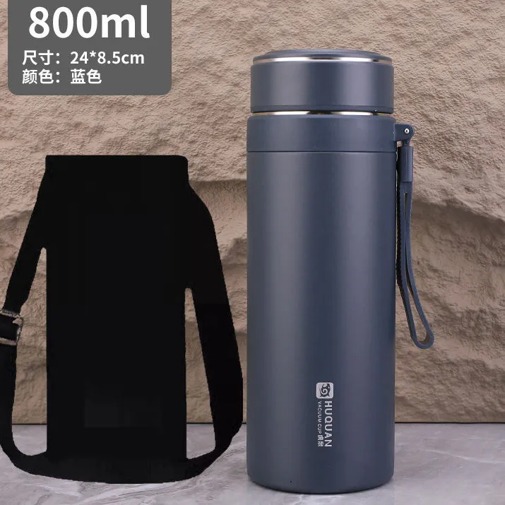 虎泉316不锈钢大容量保温杯加厚男款泡茶杯子吊带便携车载水杯壶