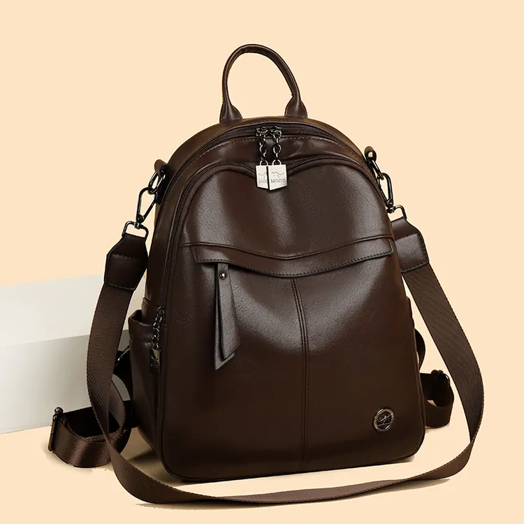 琳蒂袋鼠正品软皮双肩包女2025新款时尚妈咪休闲背包大容量旅游包