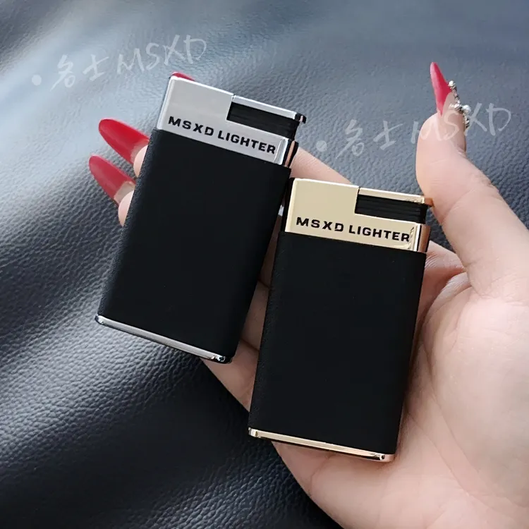 （MSXD）新款超薄高端打火机防风红焰充气经典磨砂商务送男朋友礼