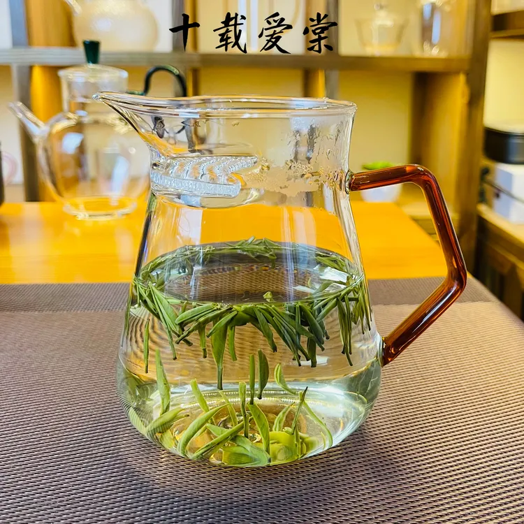 十载爱棠 大容量月牙过滤公道杯茶漏一体绿茶专用玻璃泡茶壶650ml