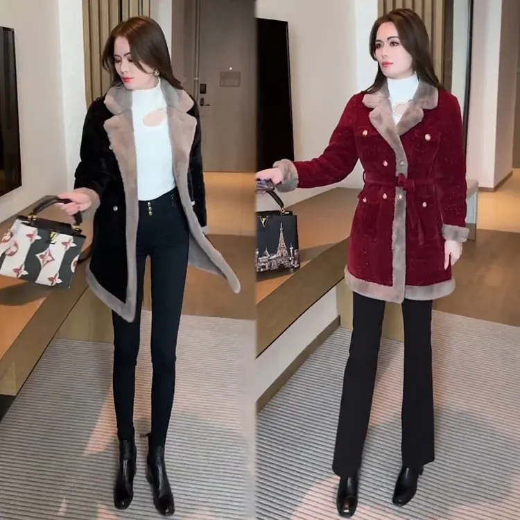 2024秋冬新款时尚洋气显瘦网红宽松百搭加绒加厚冬季毛毛短外套