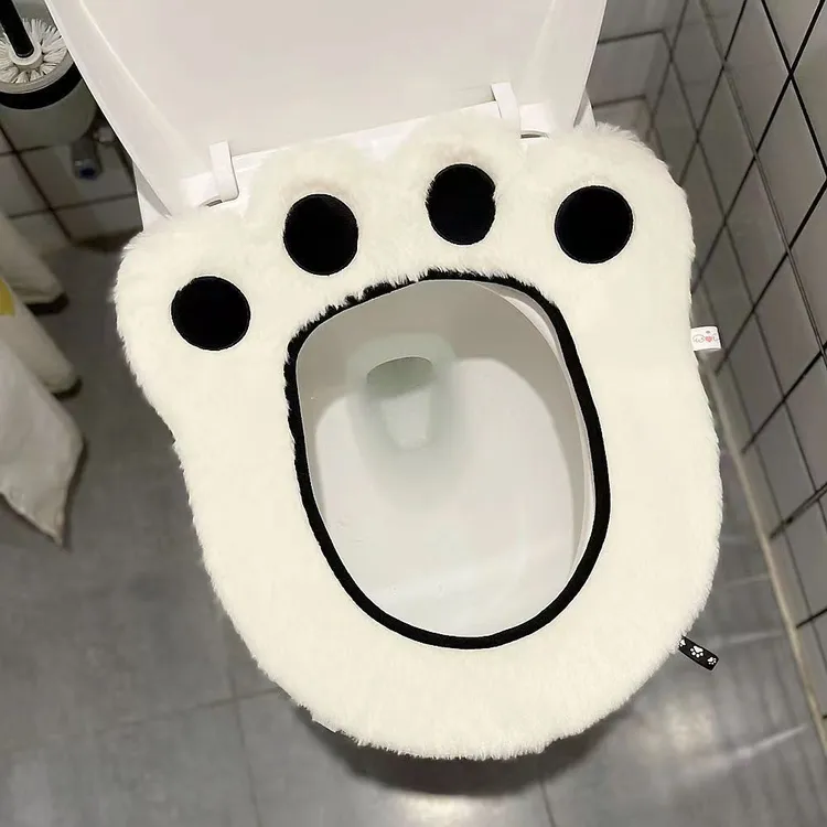 可爱熊掌卡通煤球马桶坐垫四季通用坐便器垫子家用yw