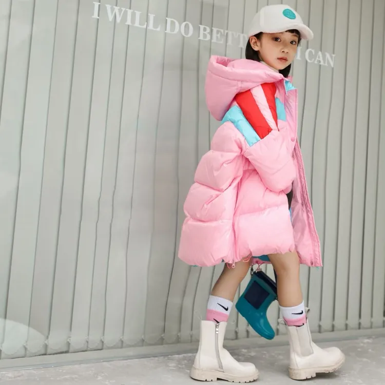 鲨鱼女童厚款羽绒服洋气时尚韩版加厚中长款女童
