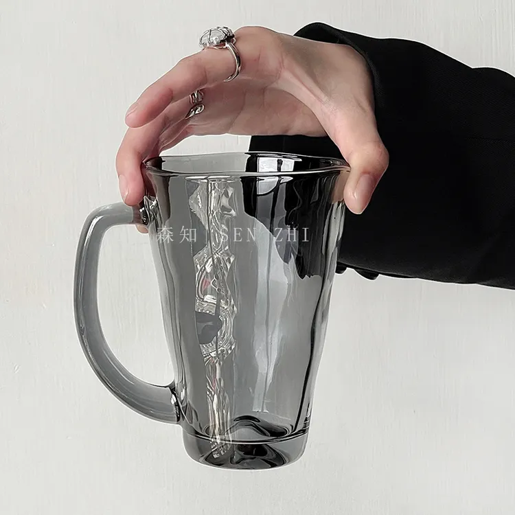 高颜值小众不规则带把过滤水杯手冲高颜值啤酒杯果汁杯牛奶咖啡杯