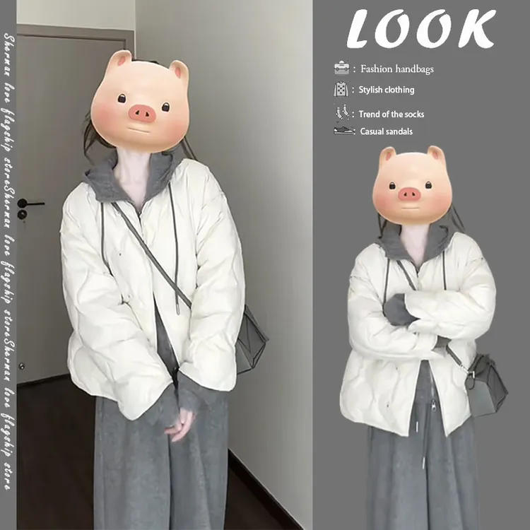 【现货】秋冬爆款韩系慵懒连帽卫衣宽松叠穿棉外套休闲阔腿裤三件套