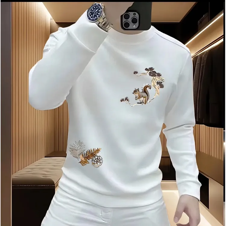 2024秋冬季新款潮牌印花卫衣男士时尚套头圆领长袖休闲百搭上衣潮