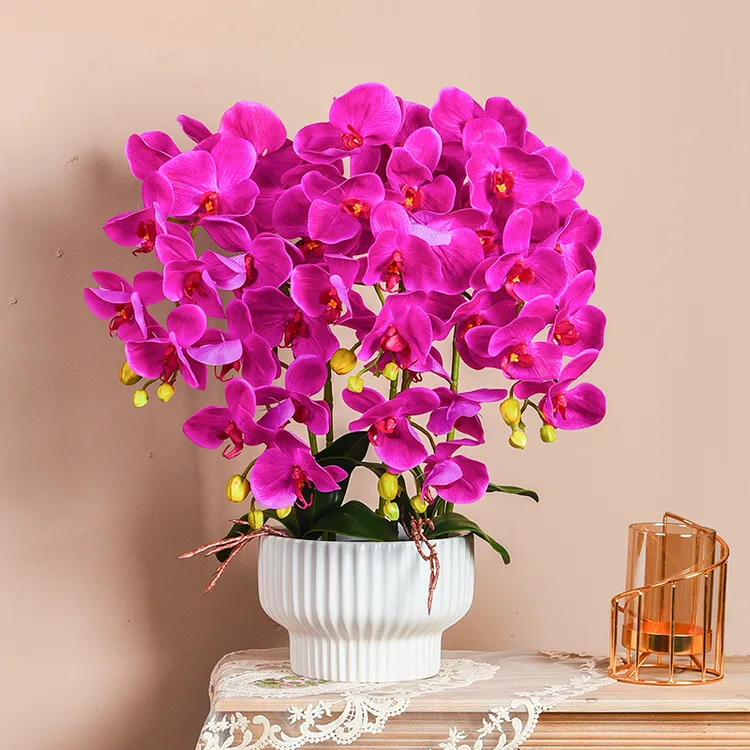 仿真蝴蝶兰手感保湿超级高档仿真花客厅餐桌电视柜装饰插花瓶摆件