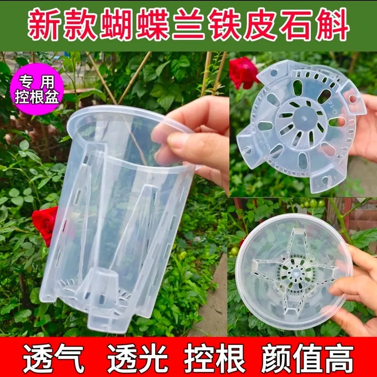 蝴蝶兰圆型透明控根盆透气兰科植物通用