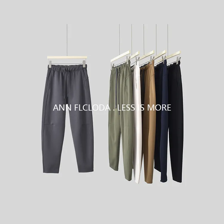 FLCLODA-「城市趣野裤」情侣款 春季百搭高密棉 挺括宽松显瘦弯刀裤
