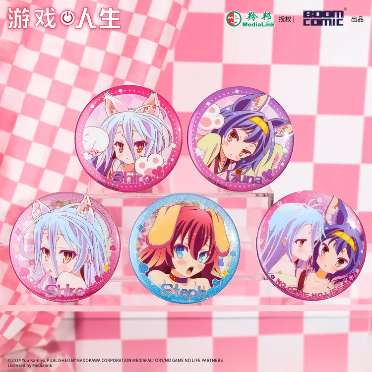 暴蒙正版 游戏人生徽章/吧唧 白 初濑伊纲 史蒂芬妮·多拉官谷周边