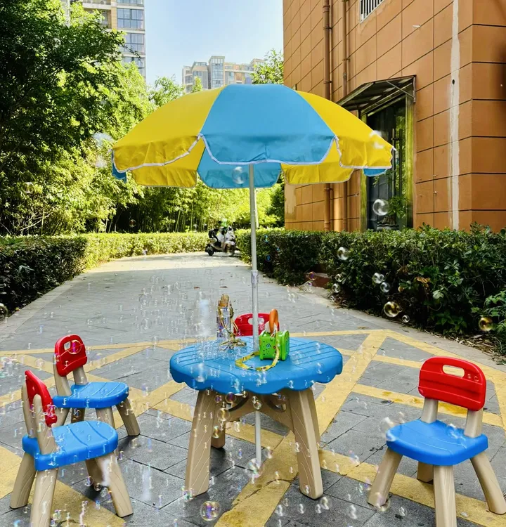 高思维夏日野餐桌椅组合配4张背靠椅子+太阳伞 吃饭学习游戏可用