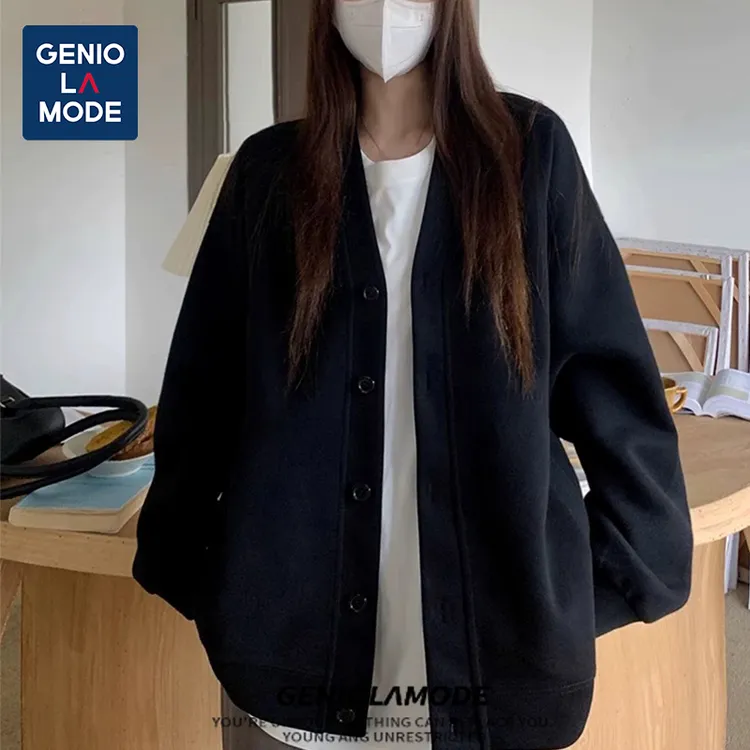 捷尼拉莫学生黑色中长款开衫女2025早春穿搭显白显瘦薄款休闲外套