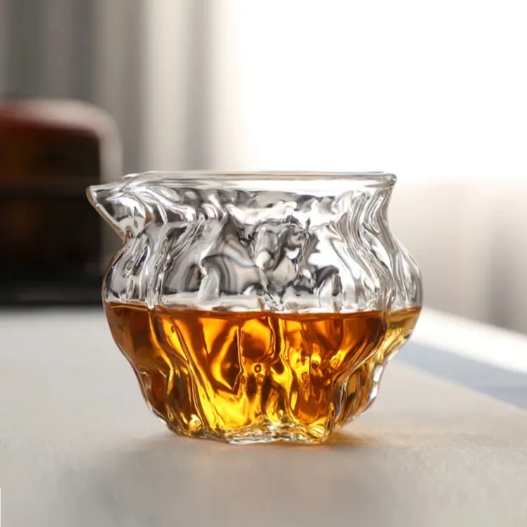 手工加厚核桃纹公道杯玻璃公道杯主人杯分茶大号茶道耐热家用创意