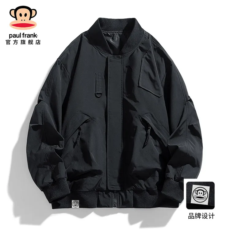 paul frank/大嘴猴新款美式飞行员夹克男秋冬潮牌休闲棒球领外套