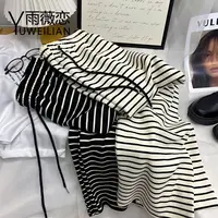 加大码胖mm窄版黑白条纹阔腿裤女夏季薄款宽松慵懒垂感直筒休闲裤