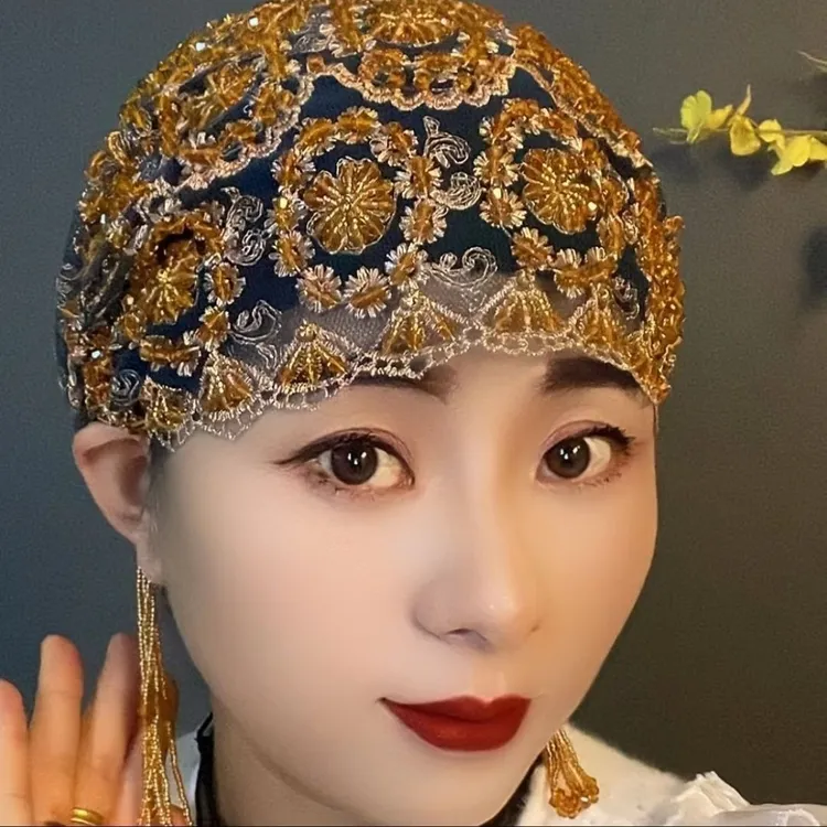 夏季薄款流苏手工帽子透气民族风蕾丝复古百搭时尚包头帽