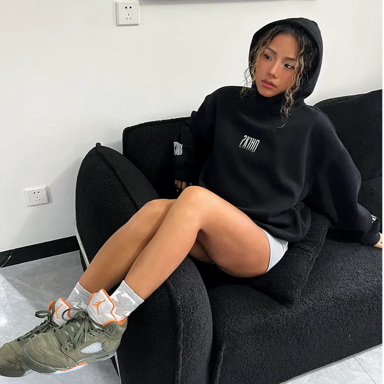 TrueWorld×2K1HO联名闪钻logo秋冬款连帽卫衣oversize美式情侣