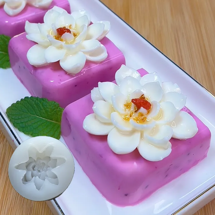 立体荷花莲花模具创意菜巧克力慕斯酸奶果冻布丁家用