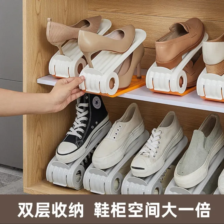 双层鞋托可调节收纳鞋架柜子分层整理拖鞋鞋子置物架宿舍鞋柜