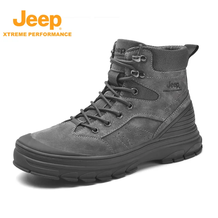 JEEP/吉普秋冬户外真皮男士潮流马丁靴高帮工装靴耐磨防滑登山鞋