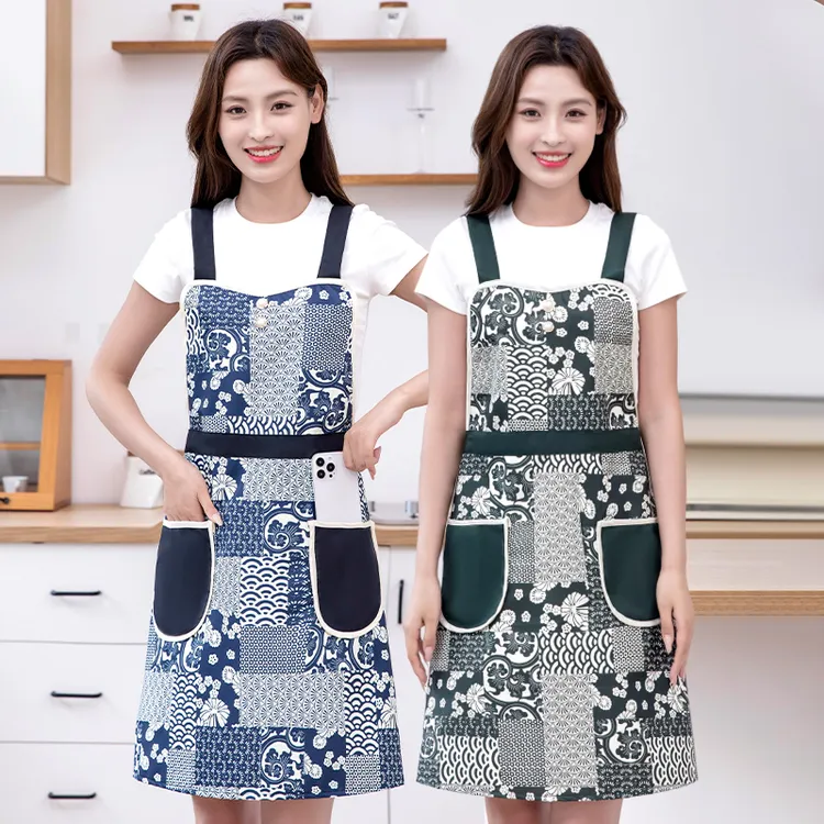 复古中式民族风围裙防水防油家用厨房2024新款做饭无袖背带围腰女