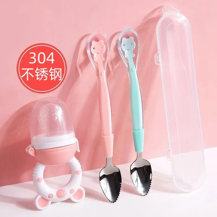 宝宝婴幼儿刮泥勺双头刮苹果泥勺辅食勺6-12个月刮泥勺婴儿水果泥