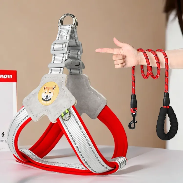 狗狗牵引绳背心式宠物胸背带遛狗绳中小型柴犬柯基比熊泰迪狗链子