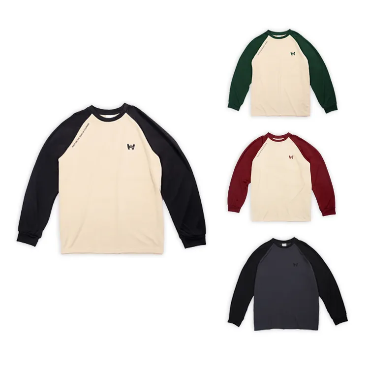 WABRAVE美式复古长袖重磅宽松运动休闲透气拼接篮球T恤热身投篮服