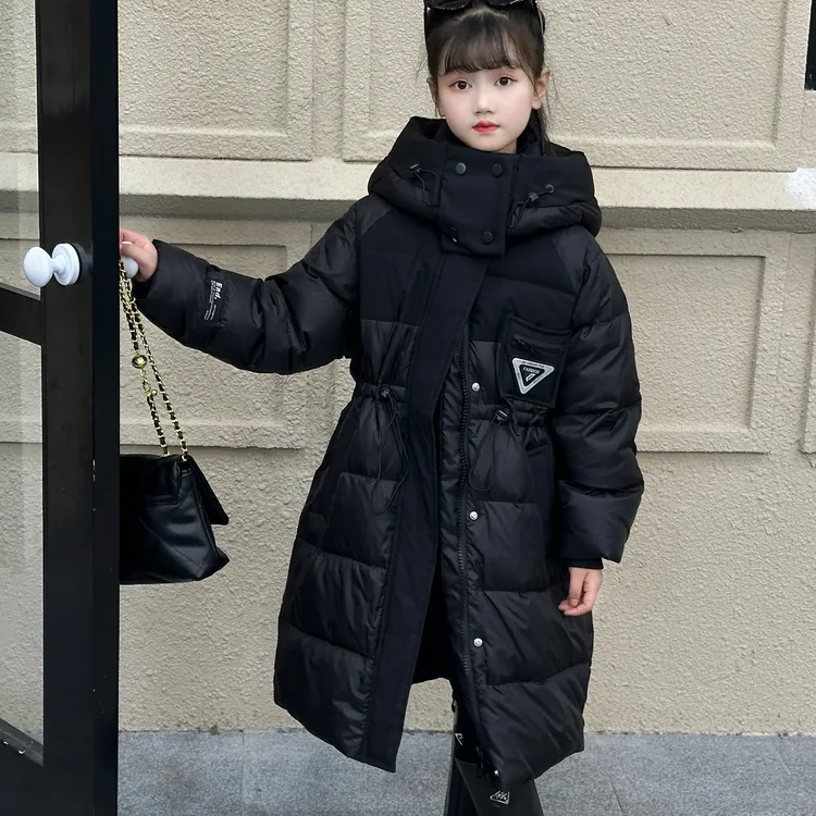 女童长款羽绒服外套2025新款秋冬女孩冬装童装白鸭绒大衣过膝装潮