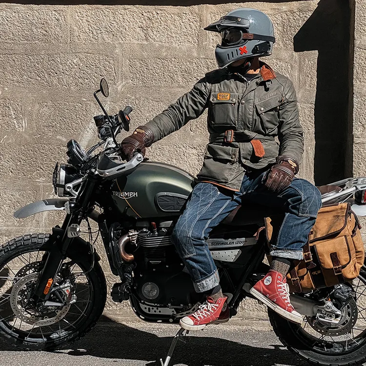 福禄车库冬骑行服复古油蜡衣摩旅防风保暖凯旋摩托机车游牧民外套