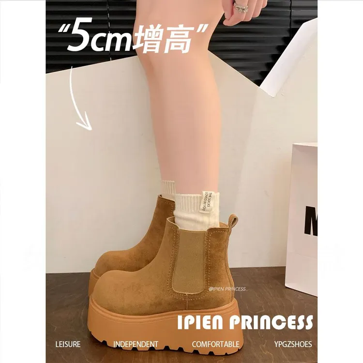 网红2025冬季新款增高小个子厚底雪地靴女加绒加厚百搭舒适棉靴女