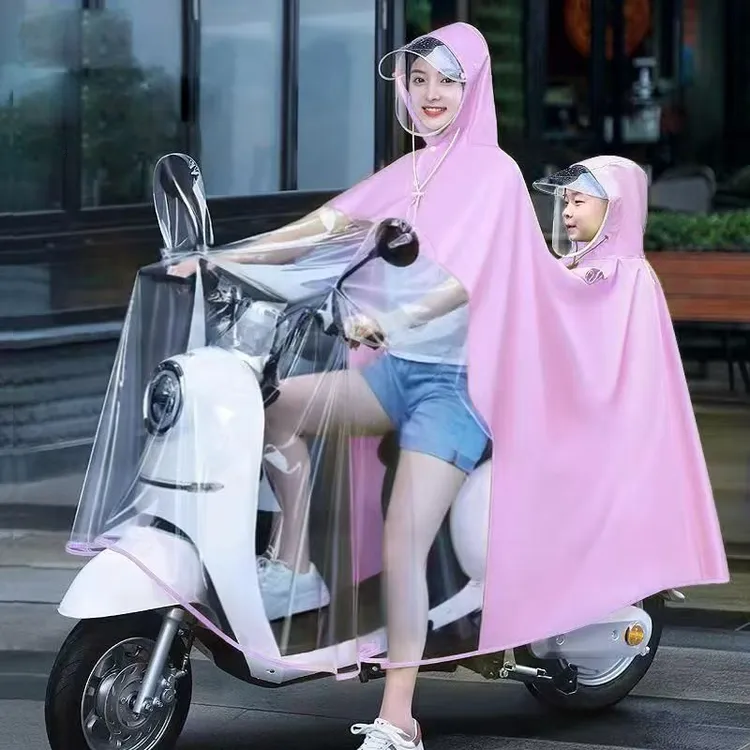 电动车专用雨衣单人双人电瓶摩托车母子透明新款防爆雨雨披男女