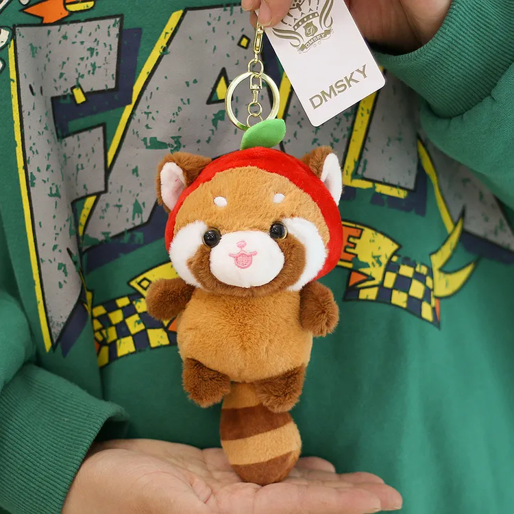 正版苹果小熊猫钥匙扣毛绒玩具公仔玩偶书包挂件挂饰成都基地同款