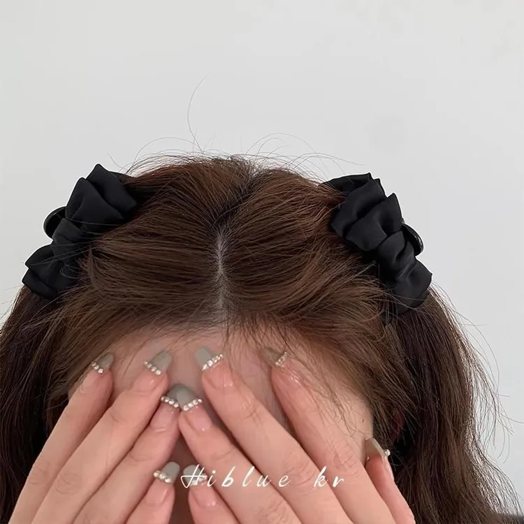 【新疆包邮】黑色蝴蝶结公主头抓夹小号女侧边前额刘海发夹头饰网红