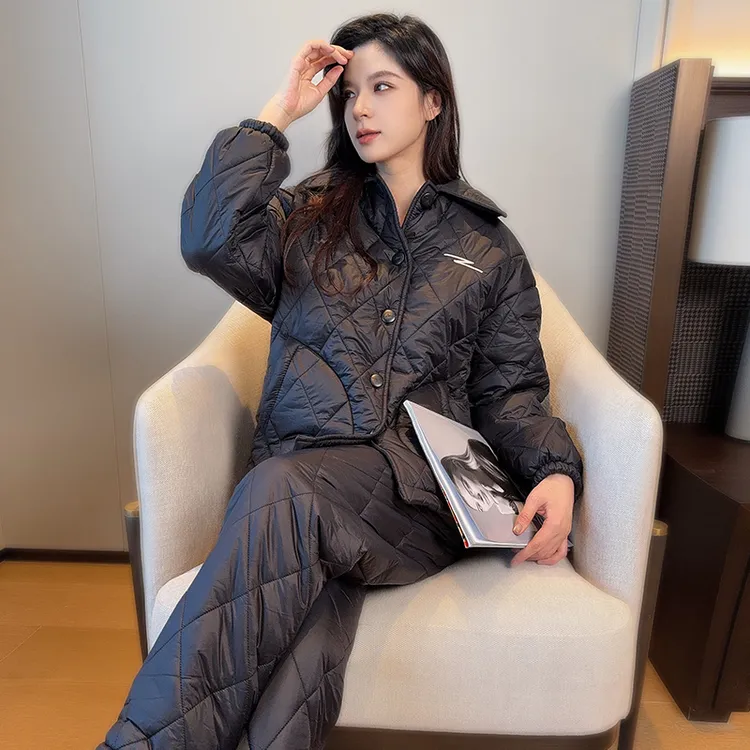 PX【淘之夭夭】冬季三层夹棉加厚加绒保暖冬天毛绒外穿家居服套装