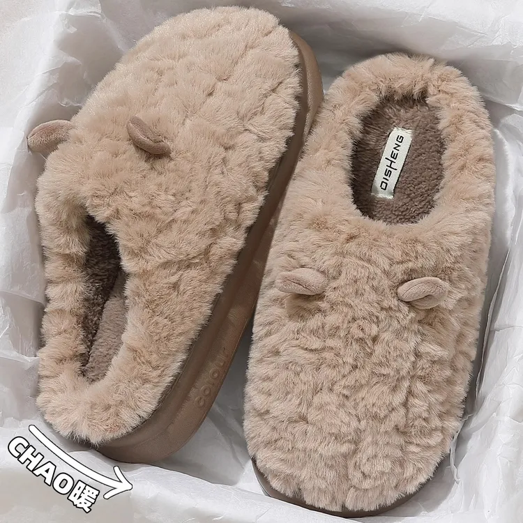 棉拖鞋男士秋冬季2025新款室内家居防滑厚底保暖家用毛绒棉拖男款