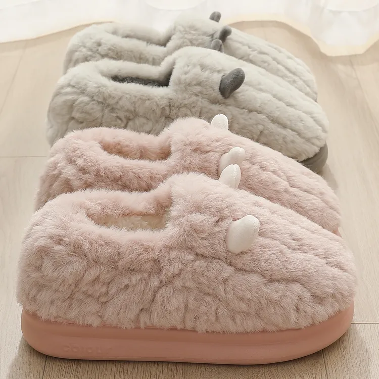 毛毛棉拖鞋女士冬季2025新款外穿包跟室内家居防滑加绒保暖棉鞋男