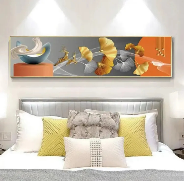 轻奢简约设计艺术床头画立体装饰画晶瓷镶钻装饰画现代卧室床头