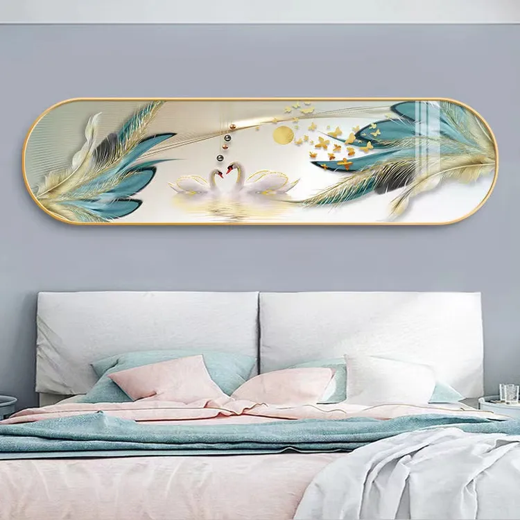 卧室装饰画主卧床头挂画温馨天鹅房间客厅沙发背景墙面壁画高级感