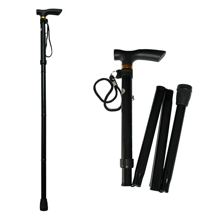 折叠合金四节登山棍爬泰山的装备户外旅游手杖仗三节式伸缩棍