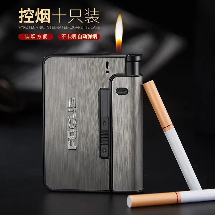 可更换打火机自动烟盒抗压便携金属烟盒 烟盒分离式10只装粗烟盒