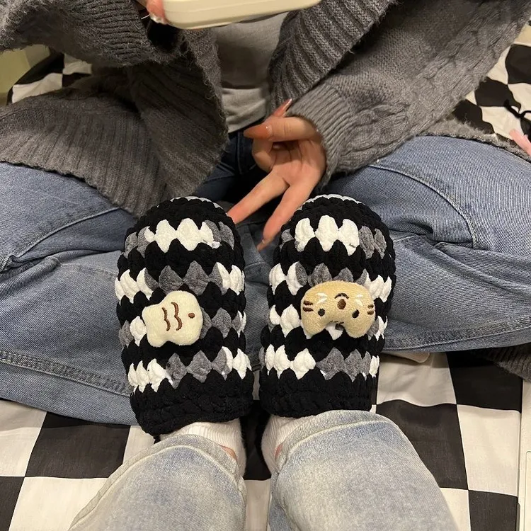 可爱手工波浪纹卡通小鱼小猫牛筋底拖鞋diy材料包动手制作礼物