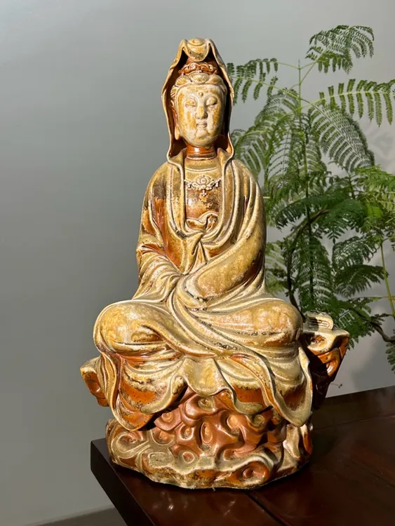柴烧裸烧观音摆件