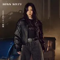 杨幂同款Miss Sixty冬季新款真皮羽绒外套女复古机车风羊皮革