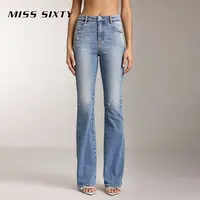 Miss Sixty新款牛仔裤复古显瘦微喇裤拖地裤长裤子百搭